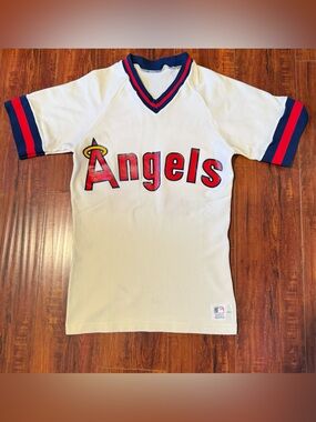California Angels Vtg 80’s Sand Knit MLB Baseball Jersey #44 Women Sz Small Read